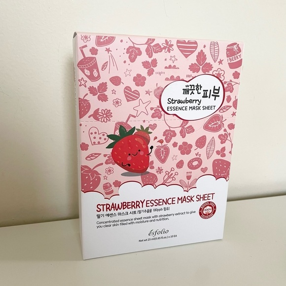Esfolio Strawberry Essence Face Mask Sheet Moisturizing Facial Treatment - Picture 4 of 12